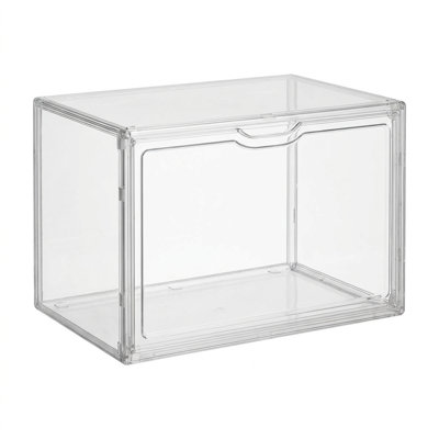 Cube de rangement empilable en plastique transparent avec porte à ouverture frontale, bac de rangement multifonctionnel pour placard, chambre et entrée