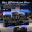 Black Chevron Wave Stitched Faux Leather 3-Seat Manual Recliner Sofa, Three Seat Home Theater Reclining Couch with Blue LED Base Ambient Lighting, Single Side Storage Pocket for Living Room Basement Media Room-929540766