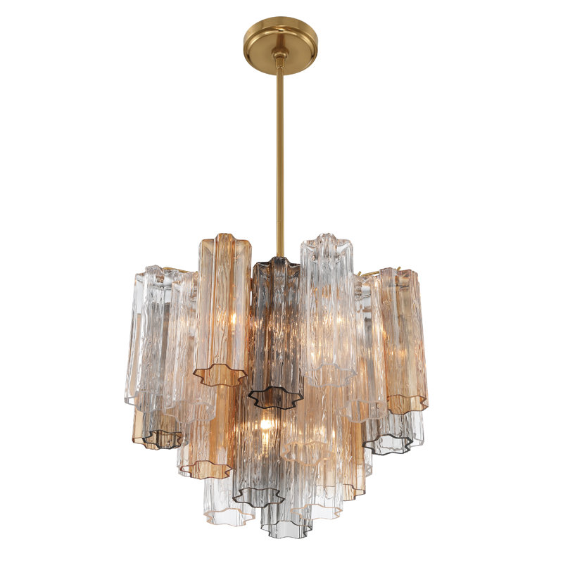 Arras 9-Light Chandelier, H 13,75 po x l 17,75 po x P 17,75 po, Gris/Jaune, Laiton vieilli