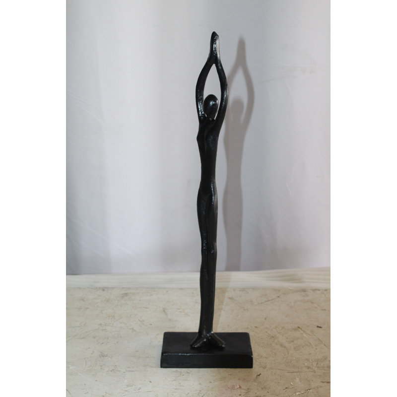 Statue de fille de yoga en aluminium noire Collection Nifao Serenity