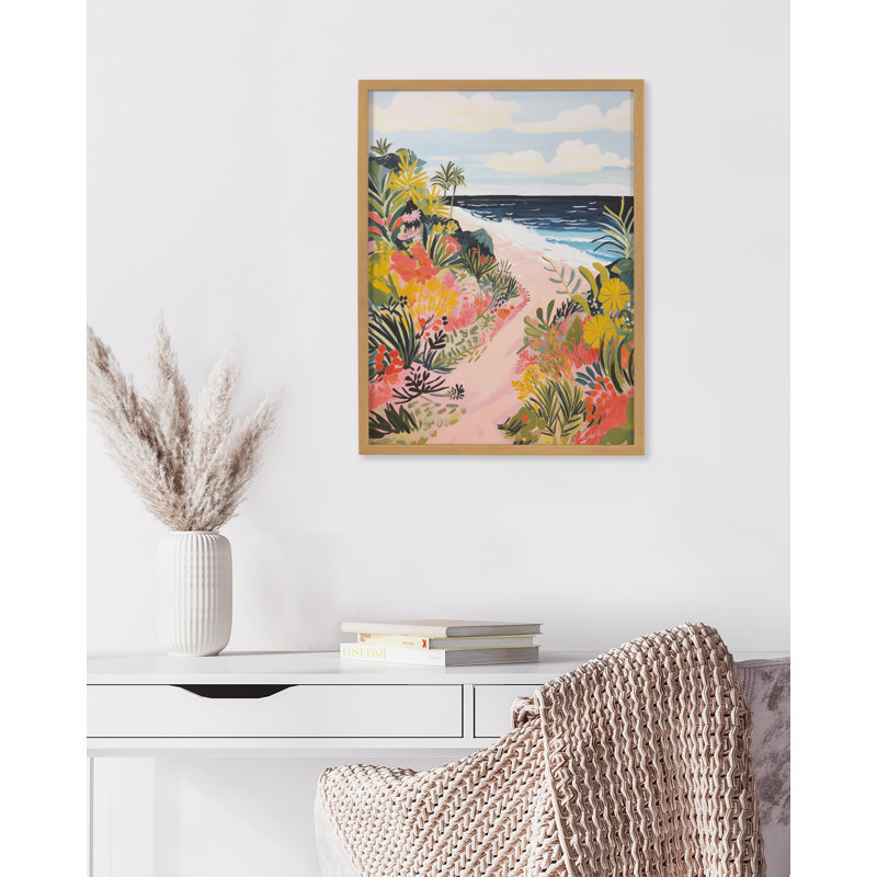 Paysage côtier de plage, art mural, Cadre doré, H 12,65 po x l 16,65 po