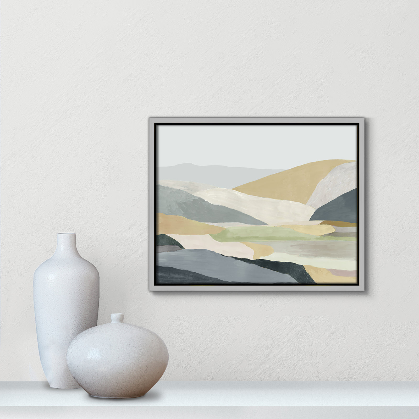 Blair "Warm Hills I" Painting, 12.5" H x 15.5" W x 2" D, Silver Canvas