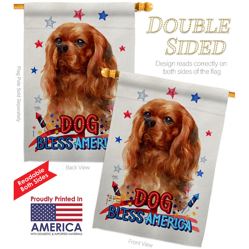 Drapeau de maison patriotique Ruby Cavalier King Spaniel 2 côtés en polyester 40 x 28 pi