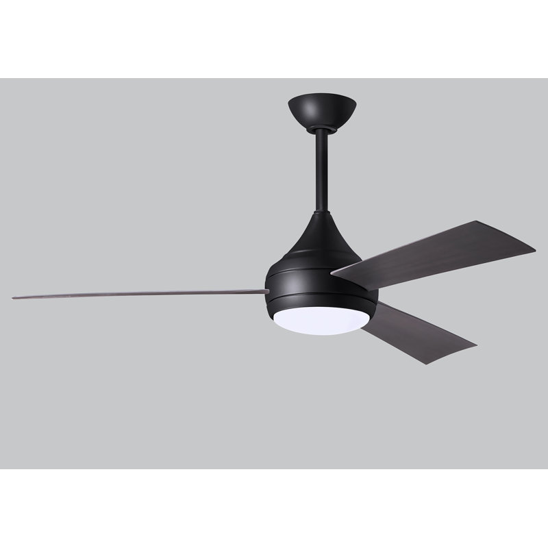 Donaire LED Outdoor Downrod Ceiling Fan, Matte Black, Brushed Bronze
