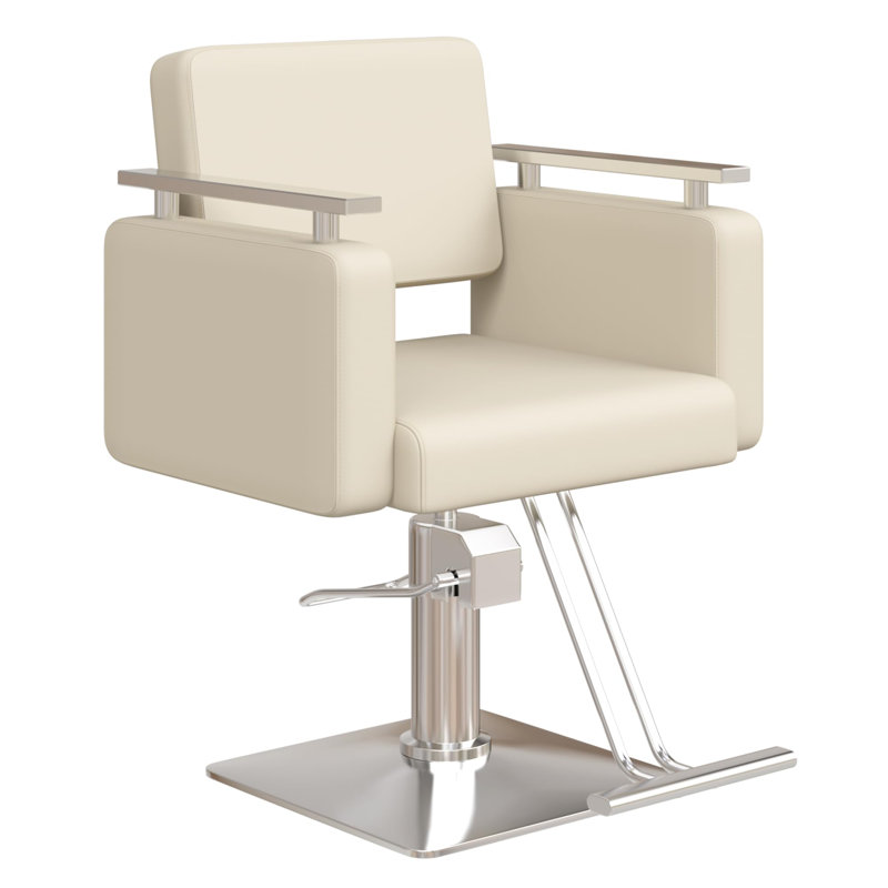 Fauteuil de barbier, fauteuil de salon robuste d'une capacité de 440 lb avec pompe hydraulique, fauteuil de beauté pivotant à 360 ° à hauteur réglable pour coiffeur, coiffeur, spa, salon de beauté (blanc