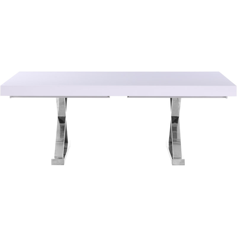 Woolum Metal Base Dining Table, White, Silver