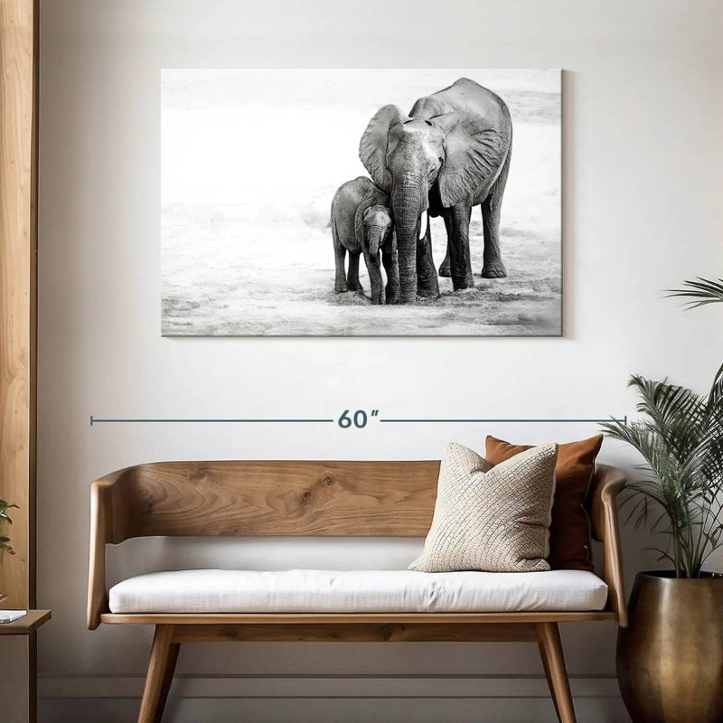 Brampt Cuddling Elephants, 30" H x 45" W