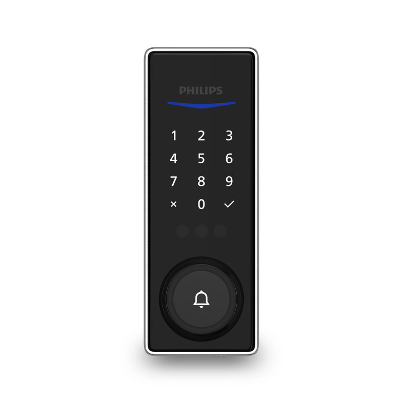 Serrure à pêne dormant Philips avec fonction Wi-Fi verrouillable, Nickel satiné, Pêne dormant