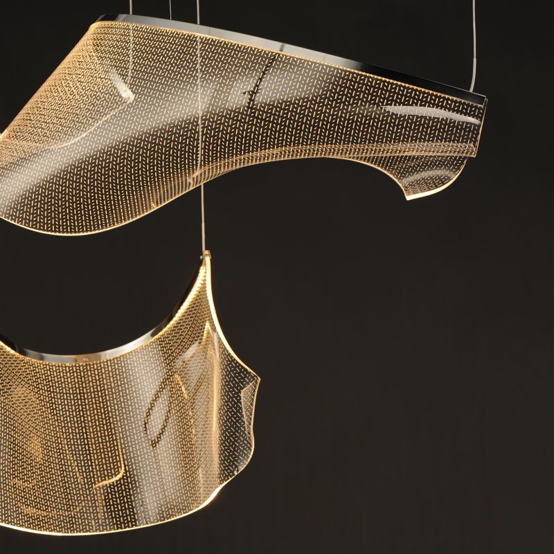 Luminaire suspendu à DEL 2 lumières Rosamund, Chrome poli