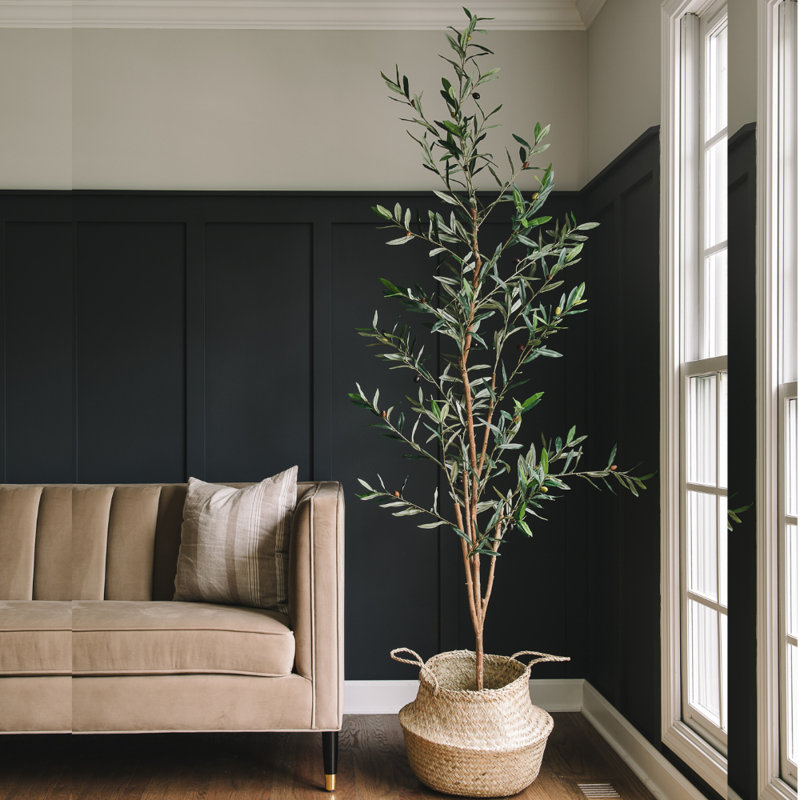 Faux Olive Tree in Pot, 72" H x 7.5" W x 7.5" D
