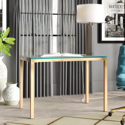 Sawin Glass Top Metal Base Writing Desk