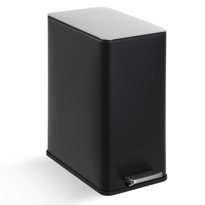 Poubelle à pédale 15L avec couvercle, poubelle rectangulaire en acier inoxydable, fermeture en douceur, résistant aux empreintes digitales pour la cuisine