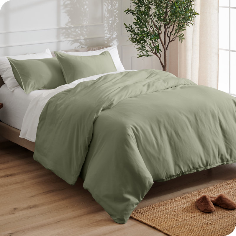 Ensemble de housse de couette en microfibre moderne et contemporain, Housse de couette très grande taille et 2 taies d, Sauge