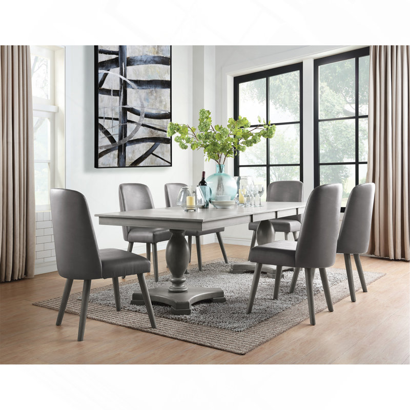 Ensemble de salle à manger 7 pièces, bois gris, mobilier de salle à manger