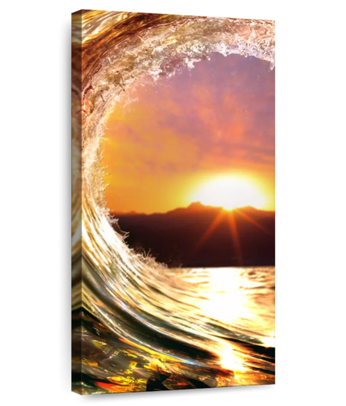 Vague au coucher du soleil, H 48 po x l 24 po