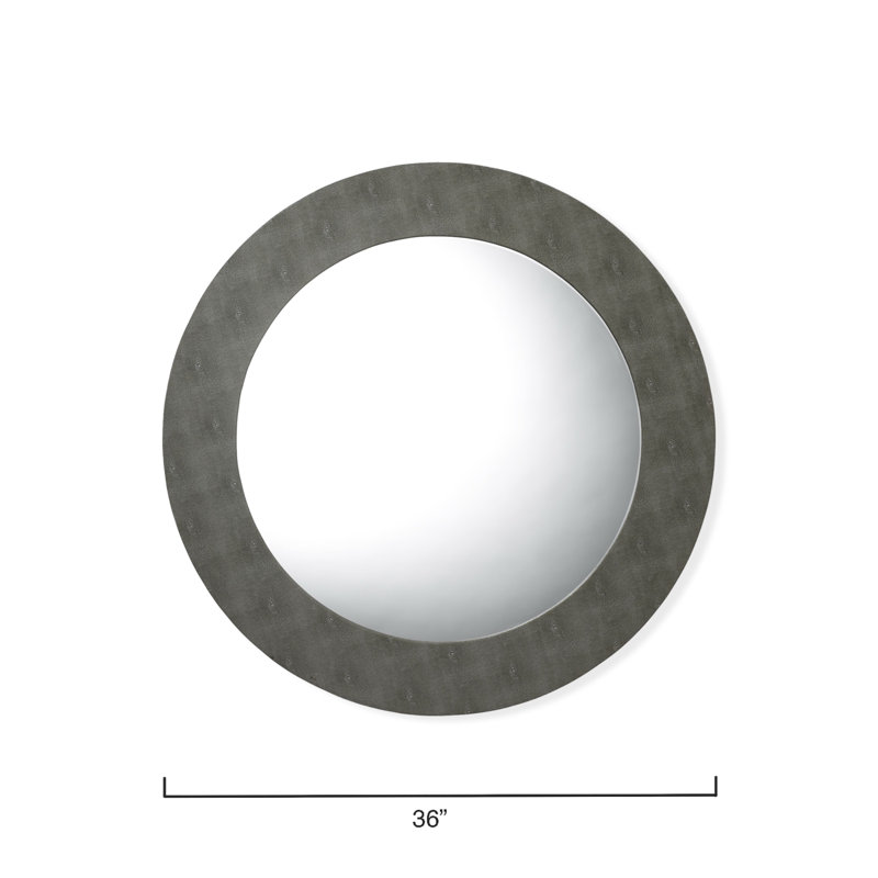 Flat Leather Mirror, Gray