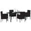  Ensemble de salle à manger de jardin avec coussin 5 pièces en rotin de polyester noir-1041766145-1041766151-1041766168