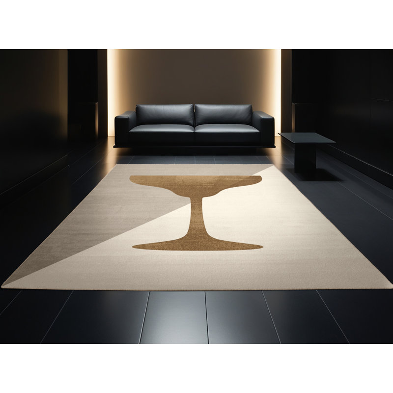 Machine Washable Wilkerson Margarita Glass Modern Rug in Beige – Beige Binding, 5x8