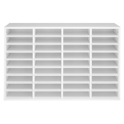 Organisateur de documents, boîte aux lettres de bureau à 36 compartiments avec tablettes détachables, trieur de boîtes aux lettres en bois avec panneau de particules, organisateur de rangement de bureau à domicile pour classeur, document, papier, blanc