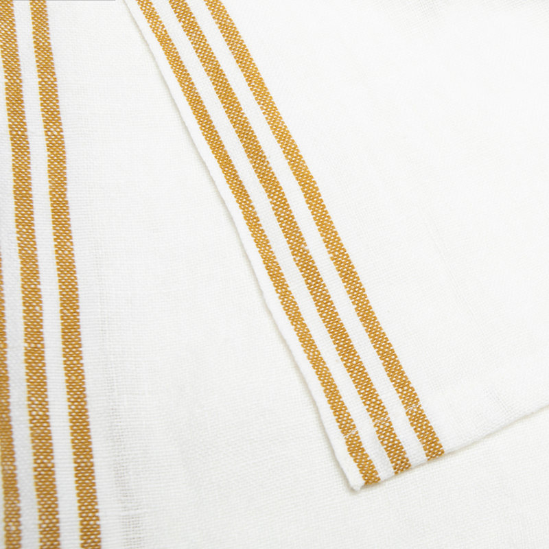 Gil Stripe Waffle Tea Towel Kitchen Towel, White/Mustard
