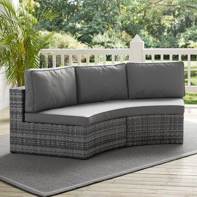 Sneed 83" Wide Wicker Patio Sofa with Cushions by Beachcrest Home