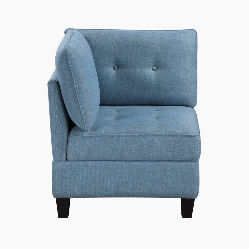 Chaise de coin modulaire moderne Mid-Century de 26 po Veline avec revêtement en tissu texturé, rangement dissimulé sous le siège, détails capitonnés