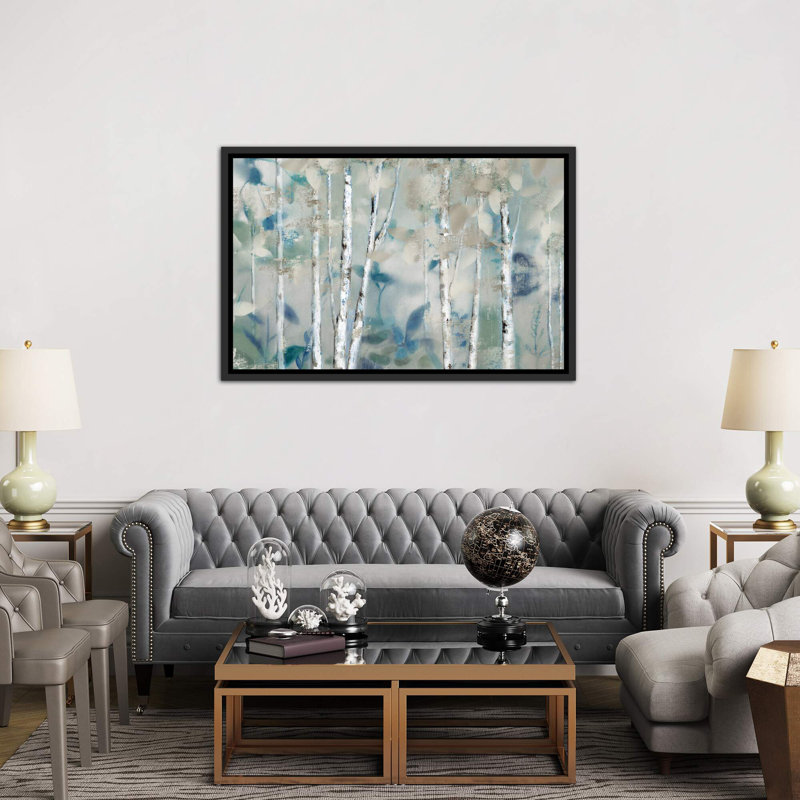 « zen forest i » par nan-print, Toile avec cadre noir patiné, H 26 po x l 40 po x P 1,5 po