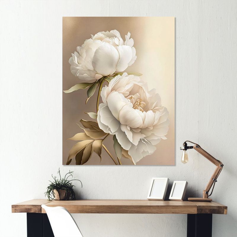 Fleur de pivoine II - pivoines, art mural, H 20 po x l 12 po, Toile tendue