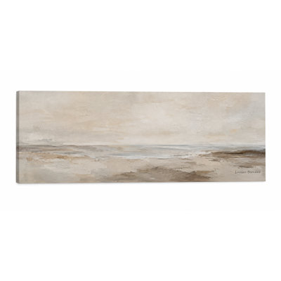 «Whispering Shoreline Neutral Abstract Landscape», impression sur toile tendue