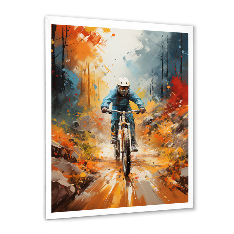 Coran Bicycle Abstract Trails An II, reproduction d'art sur toile, Cadre photo blanc, H 20 po x l 12 po x P 1 po