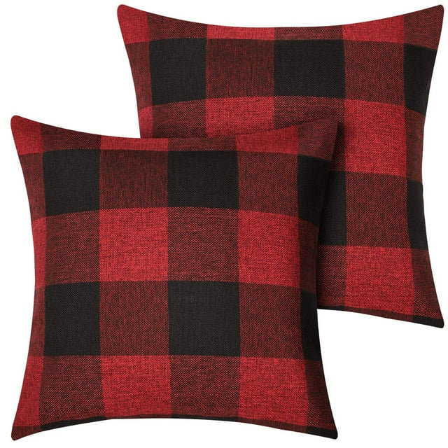 Plaid Linen Pillow Cover