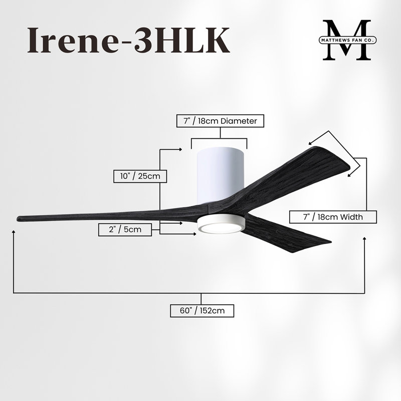 Irene LED Ceiling Fan, Gloss White, Matte Black, 60"