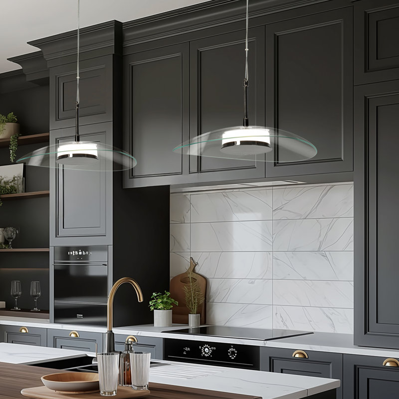 Tinslie 14.2" Width 1 - Light Black LED Single Pendant