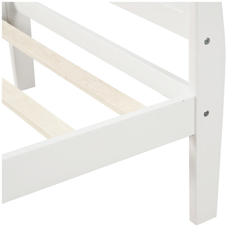 Lit plateforme en bois avec lit plateforme et base de lit, Blanc, Simple