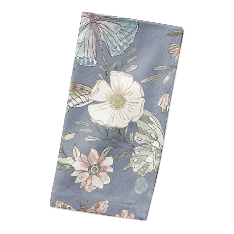 Papillons sur serviette 7458-BZ, Bleu
