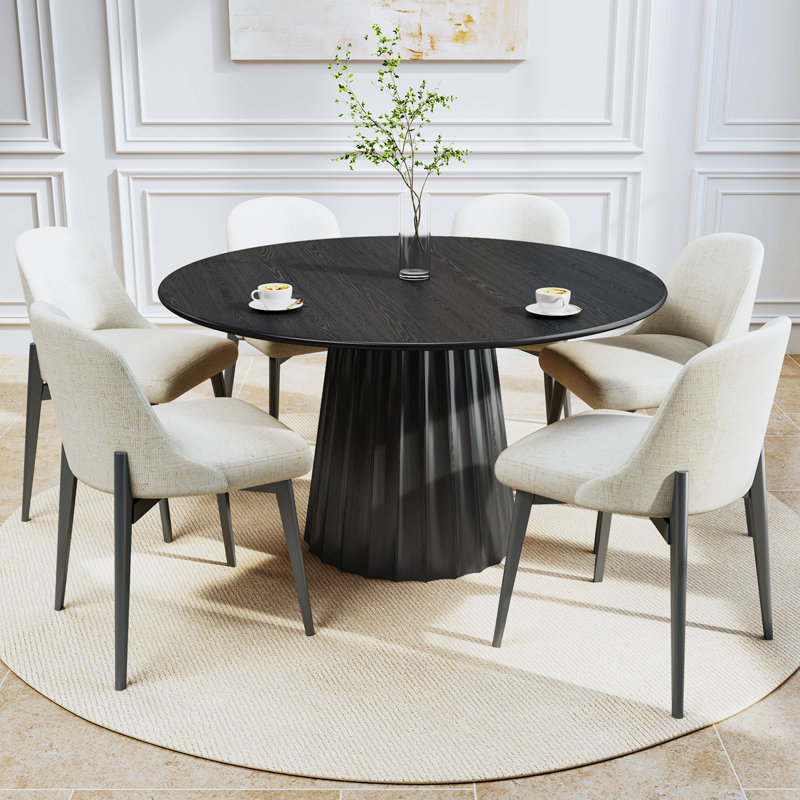 Shutesbury 6 - Person Dining Table Sets, Black, 7 Pieces: Table, 6 Chairs
