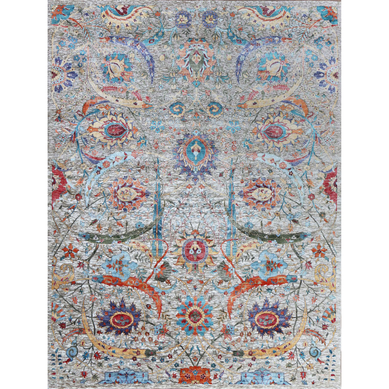 Tapis chameau et multicolore noué à la main de haute qualité, Rectangle 12 pi x 15 pi