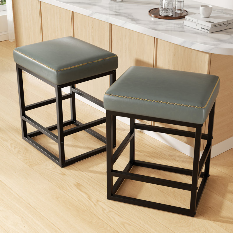 Modern Edge, Cozy Feel: Faux Leather Upholstered Counter Bar Stools for Every Home, Grey