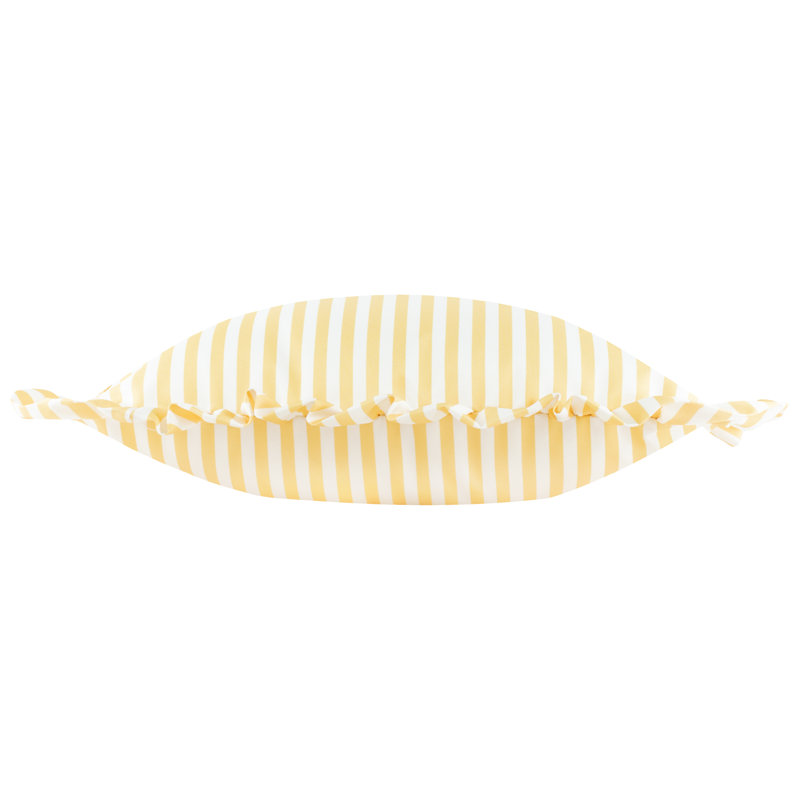 Millie Ruffle Indoor / Outdoor Striped Square Cushion Cover, Yellow/White