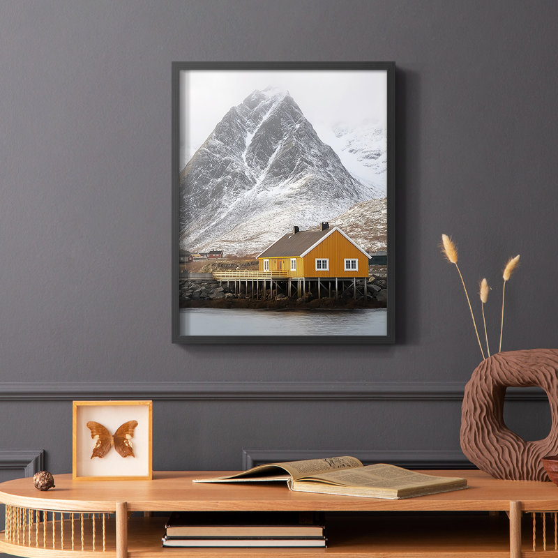 Paysages de la série XLV III - reproduction encadrée de qualité supérieure - prête à être accrochée - aucun clou requis, Noir