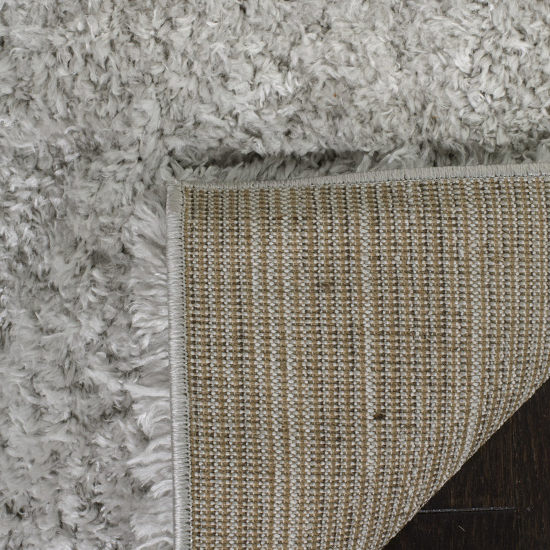 Tapis performance à poil long de couleur unie style indie Jaydn, Carré 4 pi