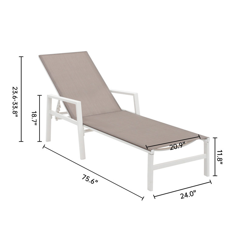 Chaise longue inclinable 24 po Kaniha, Beige, Blanc