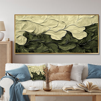 Jacovian abstrait crème vert pétale danse I - art mural abstrait
