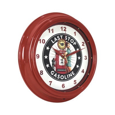 Horloge murale DEL «Last Stop Gasoline Pinup Girl» 12 po