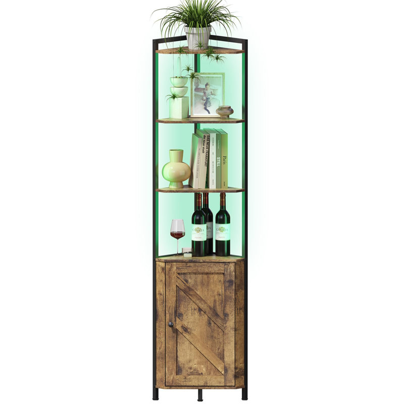 Annettee 172cm H x 32cm W Metal Corner Bookcase