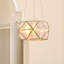 Lustre géométrique unique à 3 lumières avec détails en fer forgé Kazanovicz-832985339