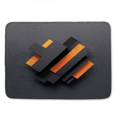 Black Orange Geometric Shapes Bath Mat