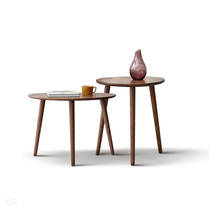 Wood Pebble Shaped Low coffee table, 15.75" H x 33.46" W x 22.83" D, Walnut