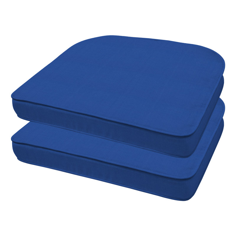 Outdoor Rounded Dining Seat Cushion, Cobalt Blue