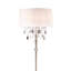 Lampe sur pied de 62 po de hauteur en métal avec finition argentée et accents de cristal, abat-jour blanc